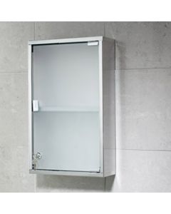 JO07 - JOKER ARMADIETTO PENSILE CON SERRATURA DI SICUREZZA, ACCIAIO INOX E VETRO