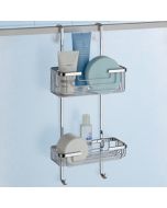 5683 - PORTA OGGETTI A 2 RIPIANI IN FILO APPENDIBILE PER BOX DOCCIA, OTTONE E ACCIAIO