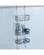 5684 - PORTA OGGETTI A 3 RIPIANI IN FILO APPENDIBILE PER BOX DOCCIA, OTTONE E ACCIAIO