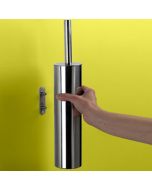 ED3403 - EDERA SCOPINO WC DA PARETE CON CIUFFO IN SETOLE, SCATOLA ACETATO, ACCIAIO INOX