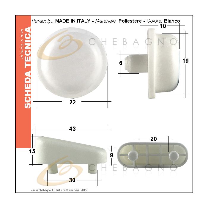 Kit Ricambio Copriwater E Paracolpi Per Sedile WC Modello Star - Blister - 3